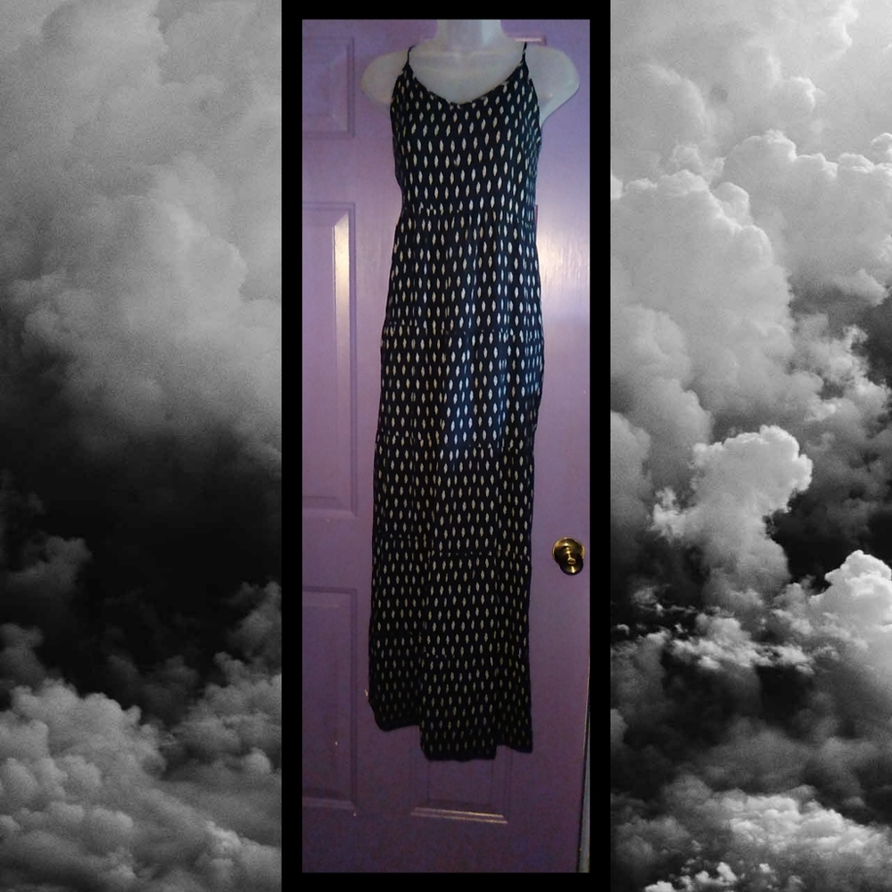 NWOT PINK ROSE BLUE W/FEATHERS LONG DRESS-SIZE S